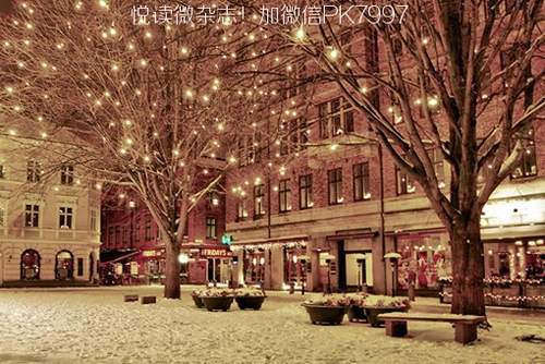 唯美城市下雪雪景小清新图片